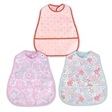 食事用エプロン ベビー 子供 スーパー ビブ ソフトスタイ - 防水よだれかけ 赤ちゃん 離乳食エプロン 袖なし ポケット付き 防水 軽量 名前入 保育園用 3枚セット 女の子 食事用エプロン ベビー 子供 スーパー ビブ ソフトスタイ - 防水よだれかけ 赤ちゃん 離乳食エプロン 袖なし ポケット付き 防水 軽量 名前入 保育園用 3枚セット 女の子