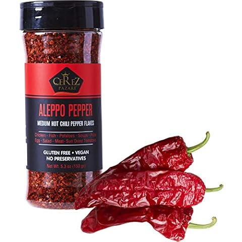 Cerez Pazari Aleppo Pepper Moderate Heat 150 gr | Crushed Turkish Red Chili Pepper-Aleppo Chili Flakes,Maras Chili Pepper | Halaby Pepper | Syrian Pepper | Middle Eastern Red Pepper Cover