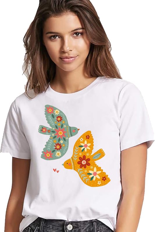 flying bird art graphic printed tshirt for women