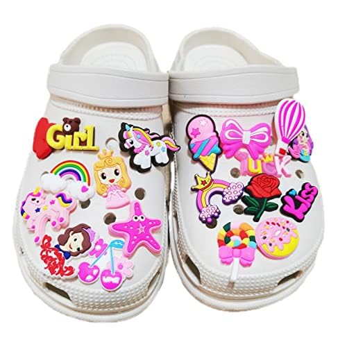 Different 20PCS Pink Shoe Charms, PVC Shoe Decoration Charms, Charms for Shoes, Shoe Charms for Shoe Decoration, Shoe Charms for Shoe & Bracelet Wristband