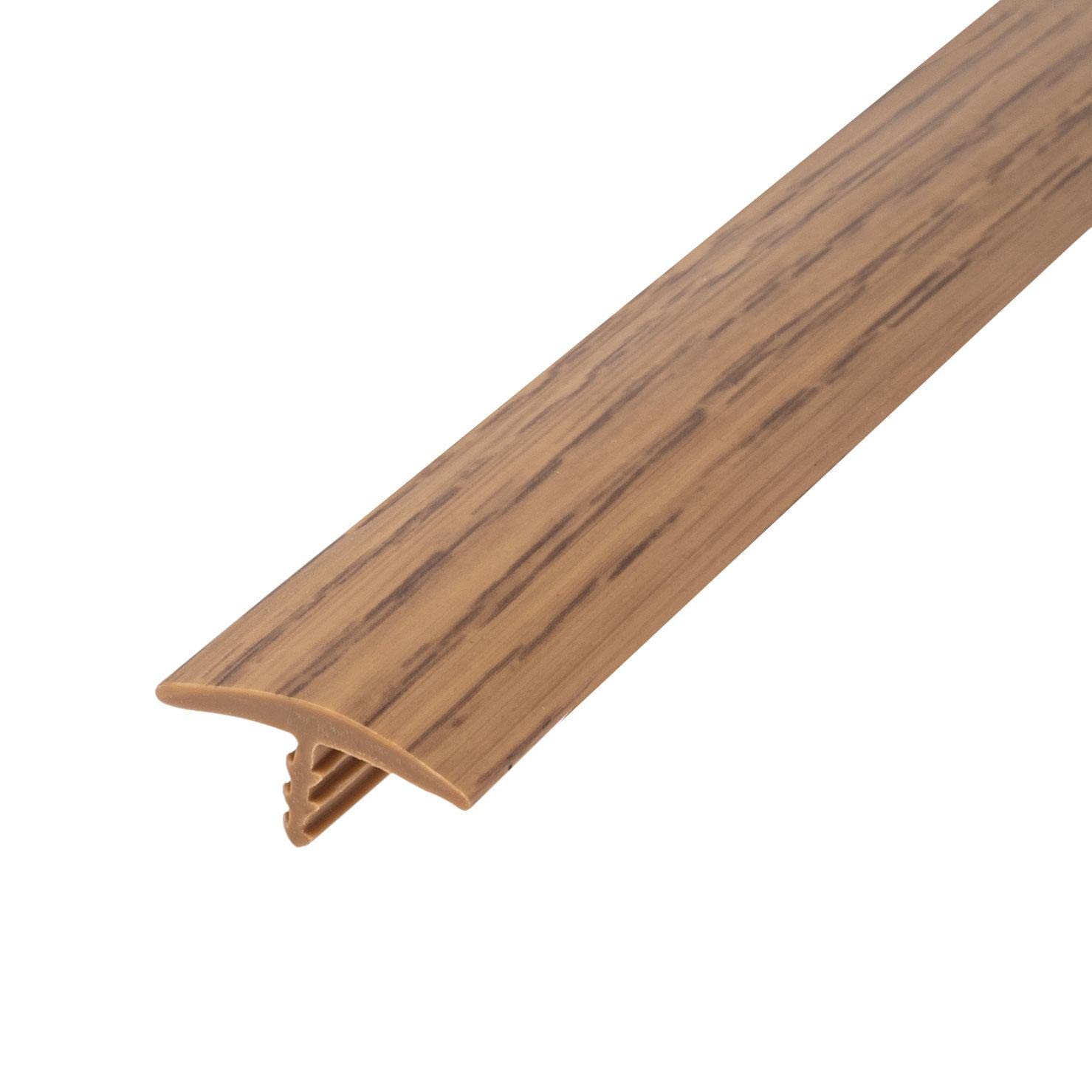 Outwater Plastic T-molding 1 Inch Natural Oak Woodgrain Flexible Polyethylene Center Barb Tee Moulding 25 Foot Coil