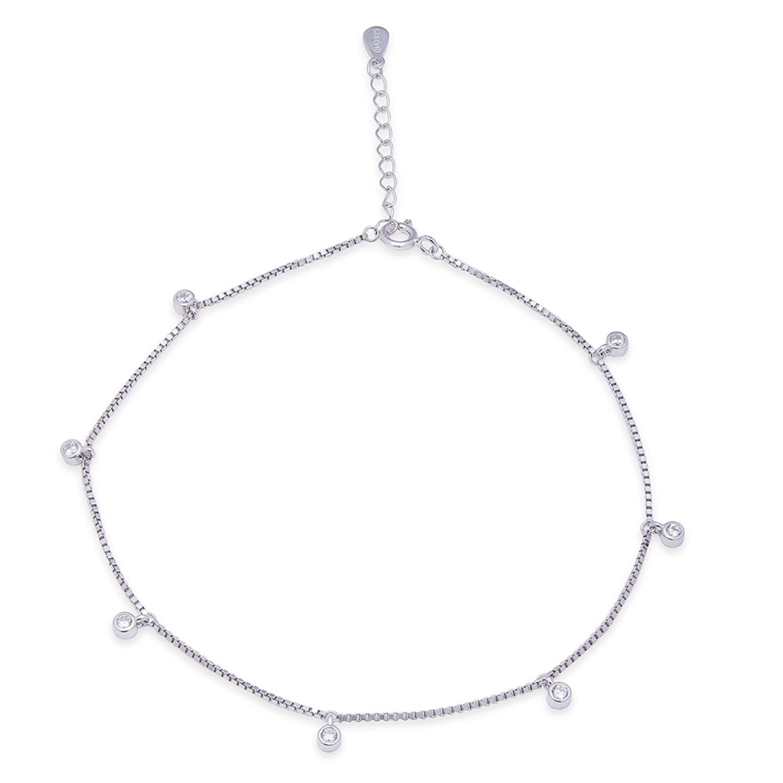ZAVYA 925 Sterling Silver Cubic Zirconia CZ Drops Chain Adjustable Rhodium Plated Anklet (Single) | Gift for Women & Girls | With Certificate of Authenticity & 925 Hallmark (B0B1DXJFHS) Amazon Price History, Amazon Price Tracker