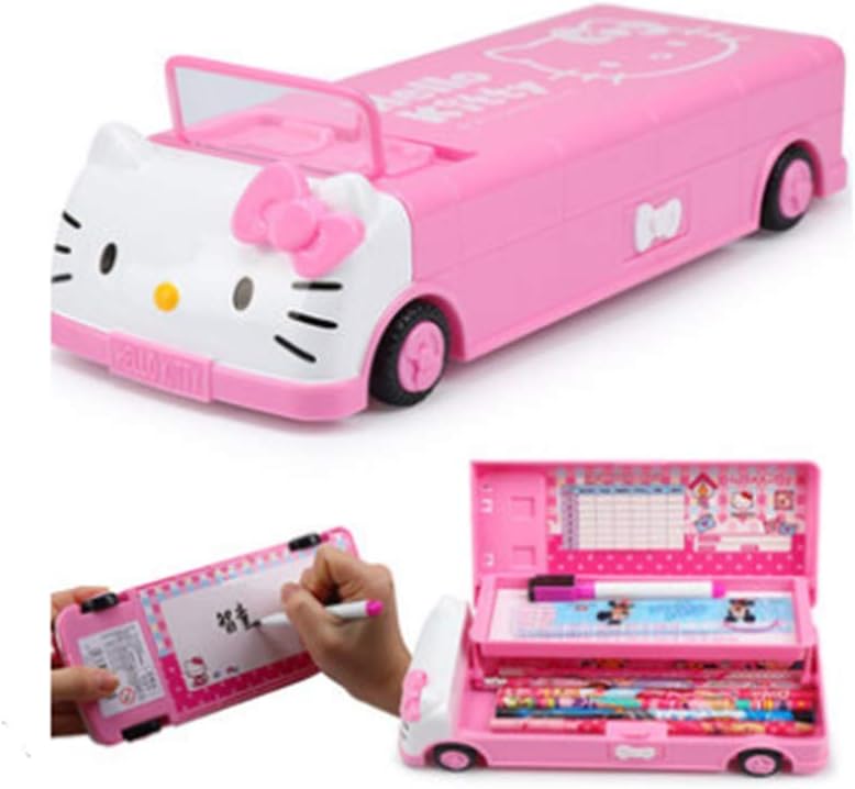ジャング 文具ケース 筆箱 ハローキティ 小学生 ペンケース かわいい 文房具バッグ ハローキティの車の形 立体 2重 大容量 多機能 プリンセスペンケース ピンク ペンケース 文房具 オフィス用品 Amazon