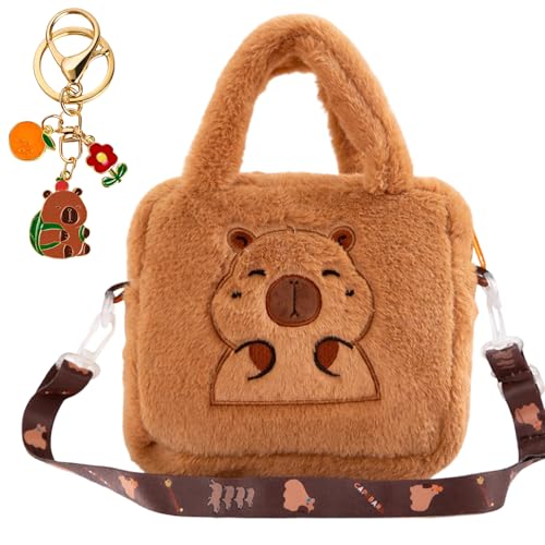 WuiCtvz Capybara Tasche mit Schlüsselanhänger Capybara Sachen für Alltagsnutzung Capibara Accessoire für Schlüsselbund und Taschen Robuste Verarbeitung mit stilvollem Design