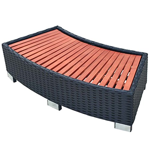 Festnight Spa-Einstiegsstufe Einstieg aus Polyrattan Whirlpool-Einstieg Einstiegshilfe 92 x 45 x 25 cm Schwarz