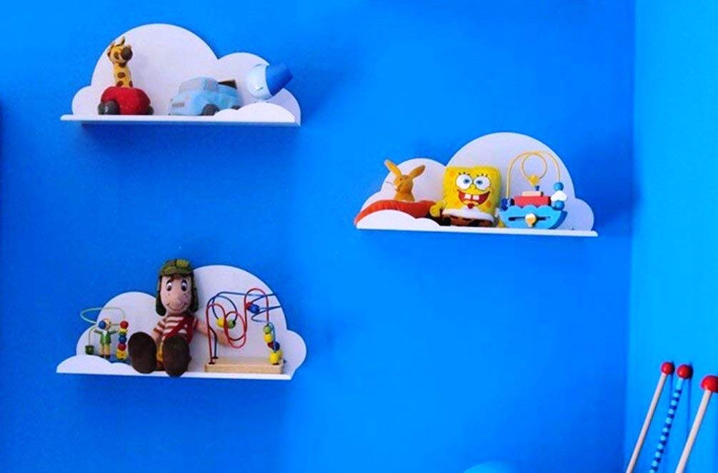INDIAN DECOR. 4058 Kids Room Shelf, Floating Shelf, Decorative Shelves/Metal Cloud Shaped Wall Shelf (White) - Pack of 3-image-6