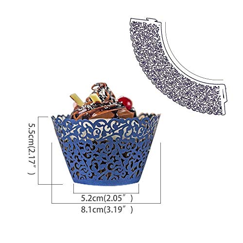 Yozatia 60Pcs Standard Navy Blue Cupcake Wrappers, Laser Cut Vine Lace Cupcake Decorative Liners For Party Supplies (Navy Blue) #TOP4