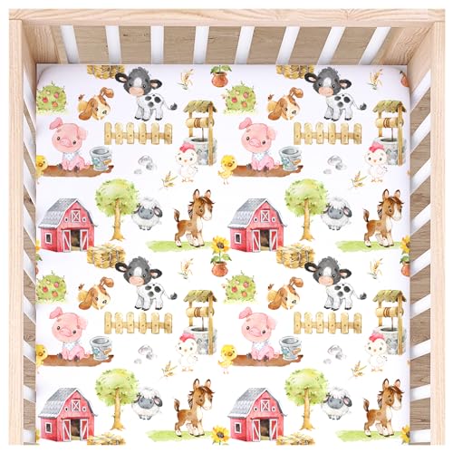 Image of Honey Lemonade - Buttery Soft Rayon Baby Crib Sheets Girl and Boy - Infant Shower Gift - Standard Crib Sheets - Fitted & Breathable Crib Mattress Sheet - Toddler Sheet (Farm Animals)