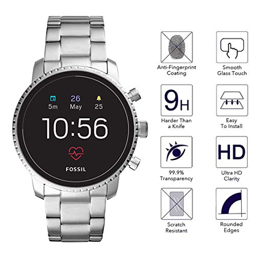 Youniker 3 Pack For Fossil Q Explorist Gen 4 Screen Protector Tempered Glass For Fossil Q Gen 4 Explorist HR Smart Watch Screen Protectors Foils Glass 9H 0.3MM Anti-Scratch No Bubble - Image 2