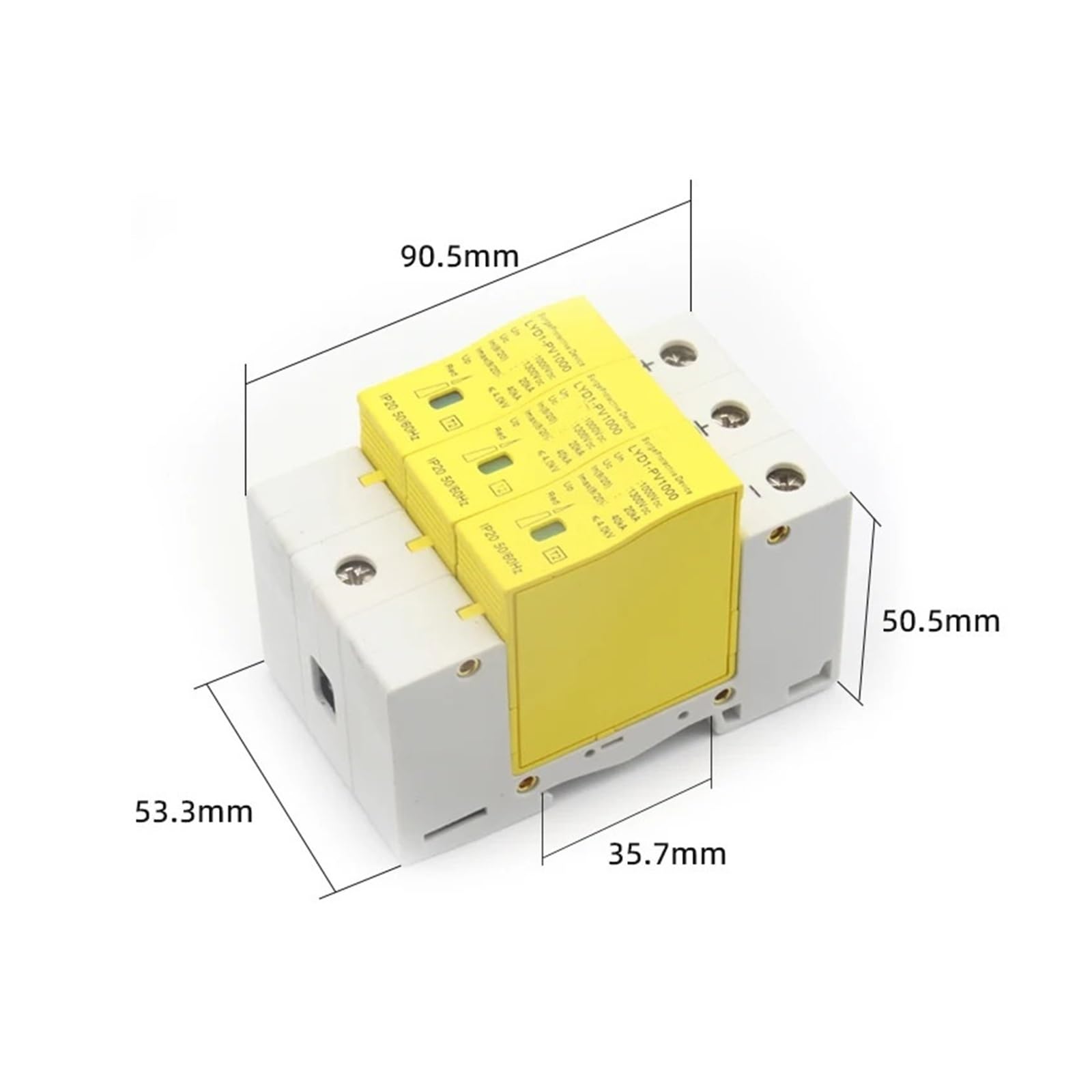 1 pièces Rail DIN SPD photovoltaïque solaire DC parafoudre 3P parafoudre 1000V IP20 50/60Hz interrupteur de Protection contre la foudre 20KA-60KA modulaire(750V,10KA-20KA)