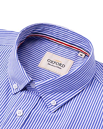 Image of Alimens & Gentle Mens Solid Oxford Shirt Long Sleeve Dress Shirt Work Casual Button Down Shirts with Pocket