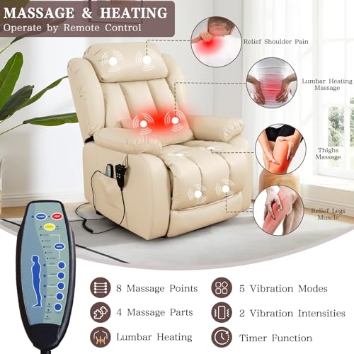 Image of Infinite Position Lay Flat Power Lift Recliner Chair for Elderly, Beige