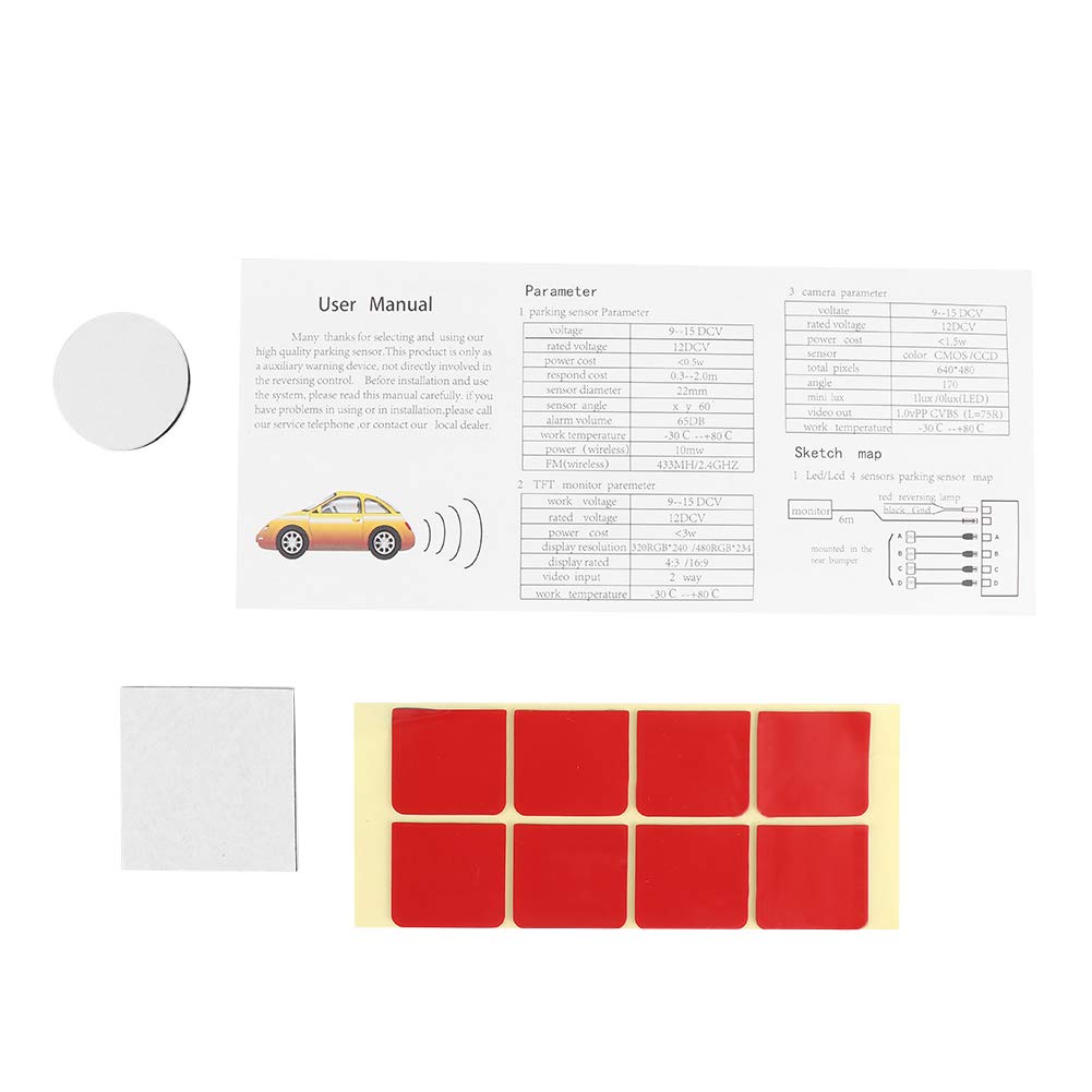 Qiilu Sensori Parcheggio Auto 65dB Kit 4 Sensori Retromarcia con Allarme Assistenza Parcheggio