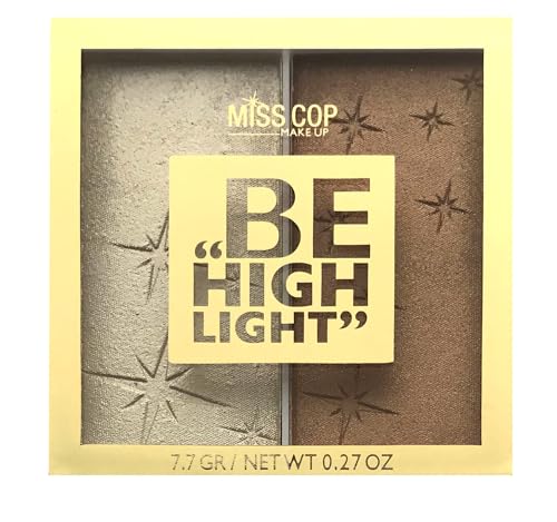MISS COP - Palette illuminateur duo - Be highlight - 02 or & argent - highlighter poudre - pigments modulable - personnaliable - 7,7gr