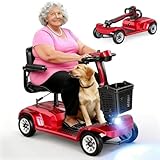 Heavy Duty Mobility Scooter for Seniors, Red,420 lbs Capacity -12.4 Miles Range 4 Wheel Electric Scooter with Seat, 20° Hill Climb, 300W Motor, Easy to Operate and Foldable