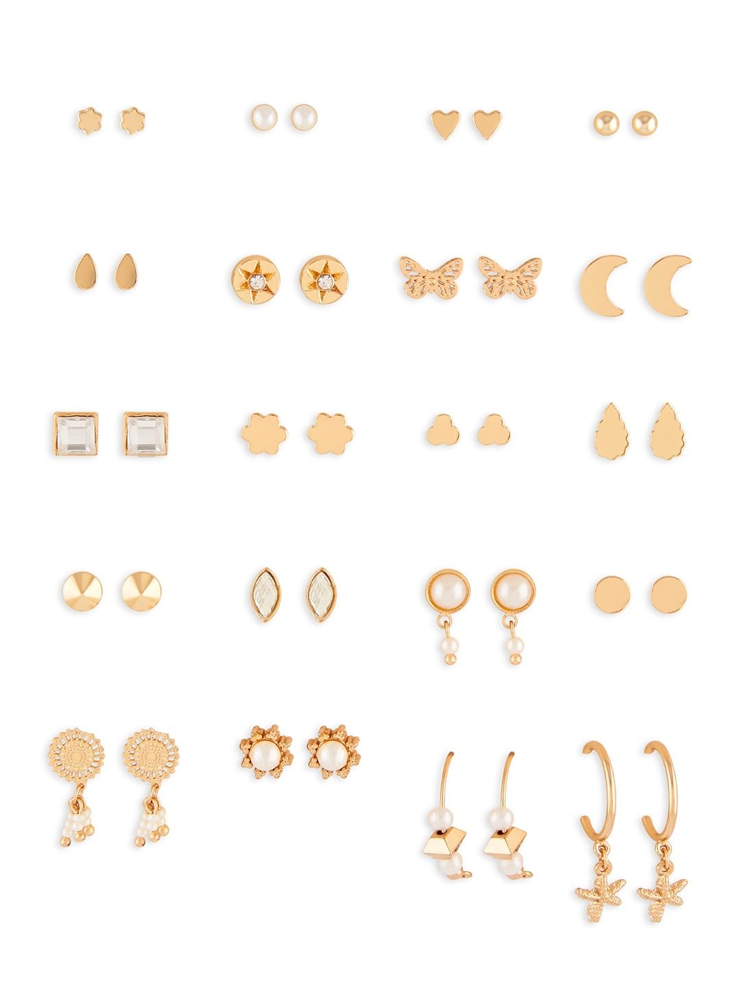 Zaveri Pearls Combo Of 20 Gold Tone Classy Contemporary Studs & Drop Earrings For Women-ZPFK18595 (B0DBQXRVYW) Amazon Price History, Amazon Price Tracker