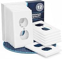 BatesChoice Duplex Receptacle Wall Plates 12-Pack, White Standard 1-Gang Outlet Covers, Shatterproof Polycarbonate, UV Fade-Resistant