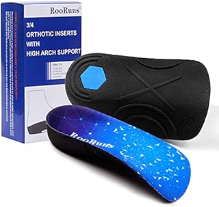 RooRuns Plantar Fasciitis 3/4 Length Insoles for Men Women, High Arch Support Orthotic Shoe Inserts for Work Boots, Flat Feet, Over-Pronation, Supination, Heel Spurs Pain Relief - Walking Running, M