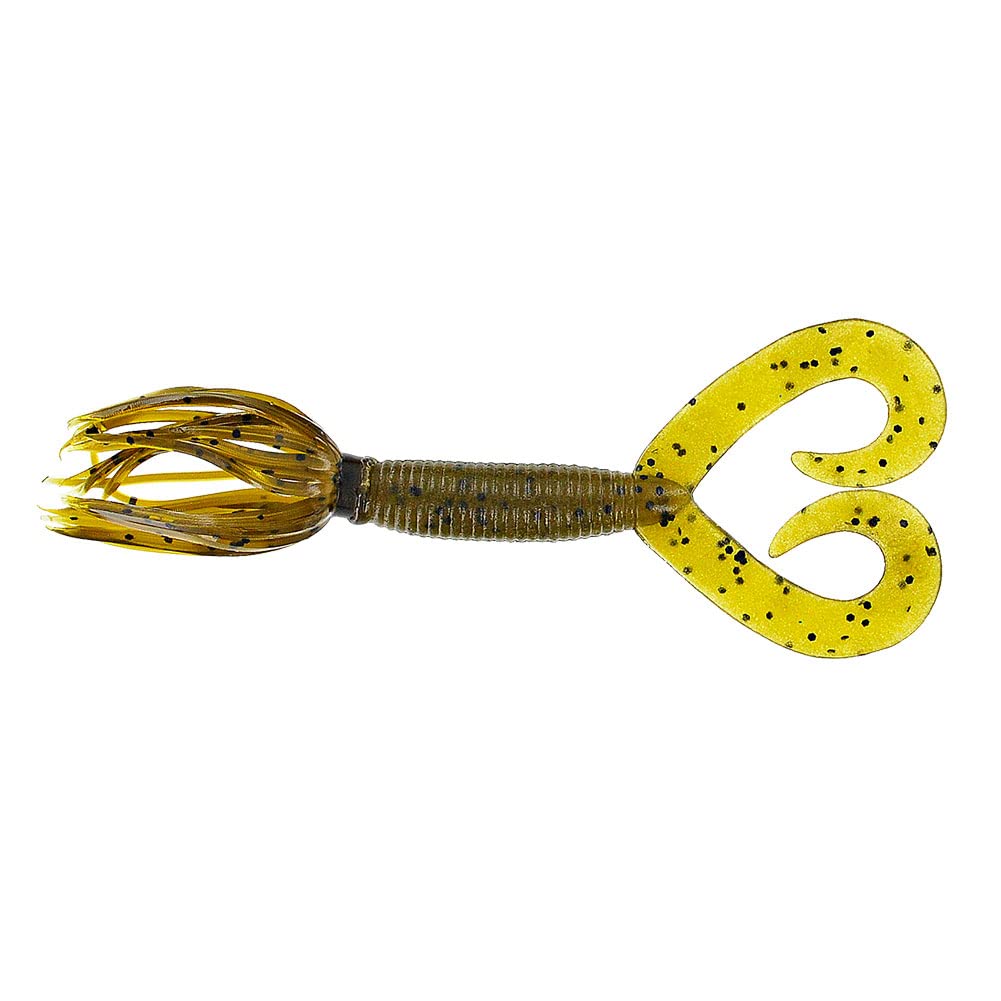 Yamamoto Grub Doppia Coda 4″ – Esca In Plastica Morbida Colore Zucca Verde Fiocco Nero Per Jig E Trailer!