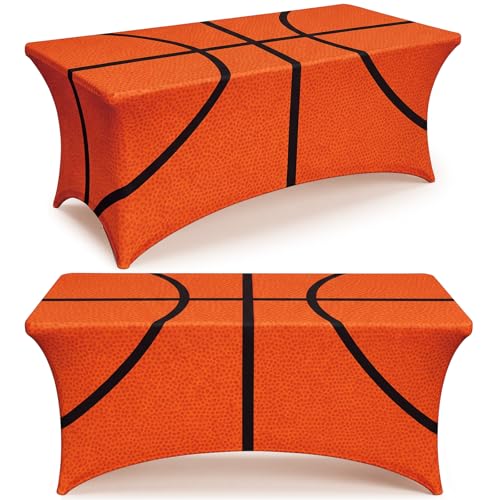 Moukeren Basketball Party Tablecloth 6 Feet Basketball Stretch Table Cover Sports Theme Tablecloth...
