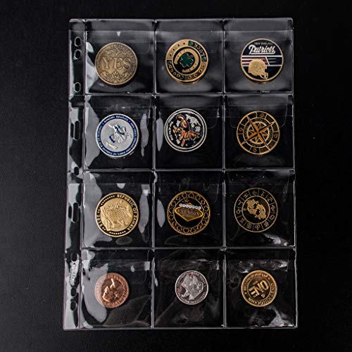 Image of 120 Pocket Coin Binder Pages 2.44 inch Collection Album Holder 10 Pcs | OSOPOLA Acidfree PVC 62x62mm Pockets Fit Coins With A Diameter Below 57mm 10 Binder Sheets 12 Pockets /Sheet CS03212