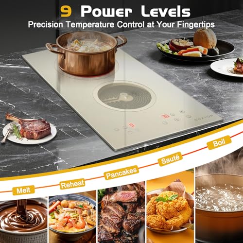 Image of Noxton 2 Burners Electric Cooktop, 12 Inch Beige-gray Glass Electric Stove