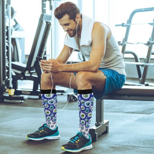 Image of Wusikd Halloween Black Cat Compression Socks for Women and Men Circulation Pumpkin Long Socks for Athletic Running 1