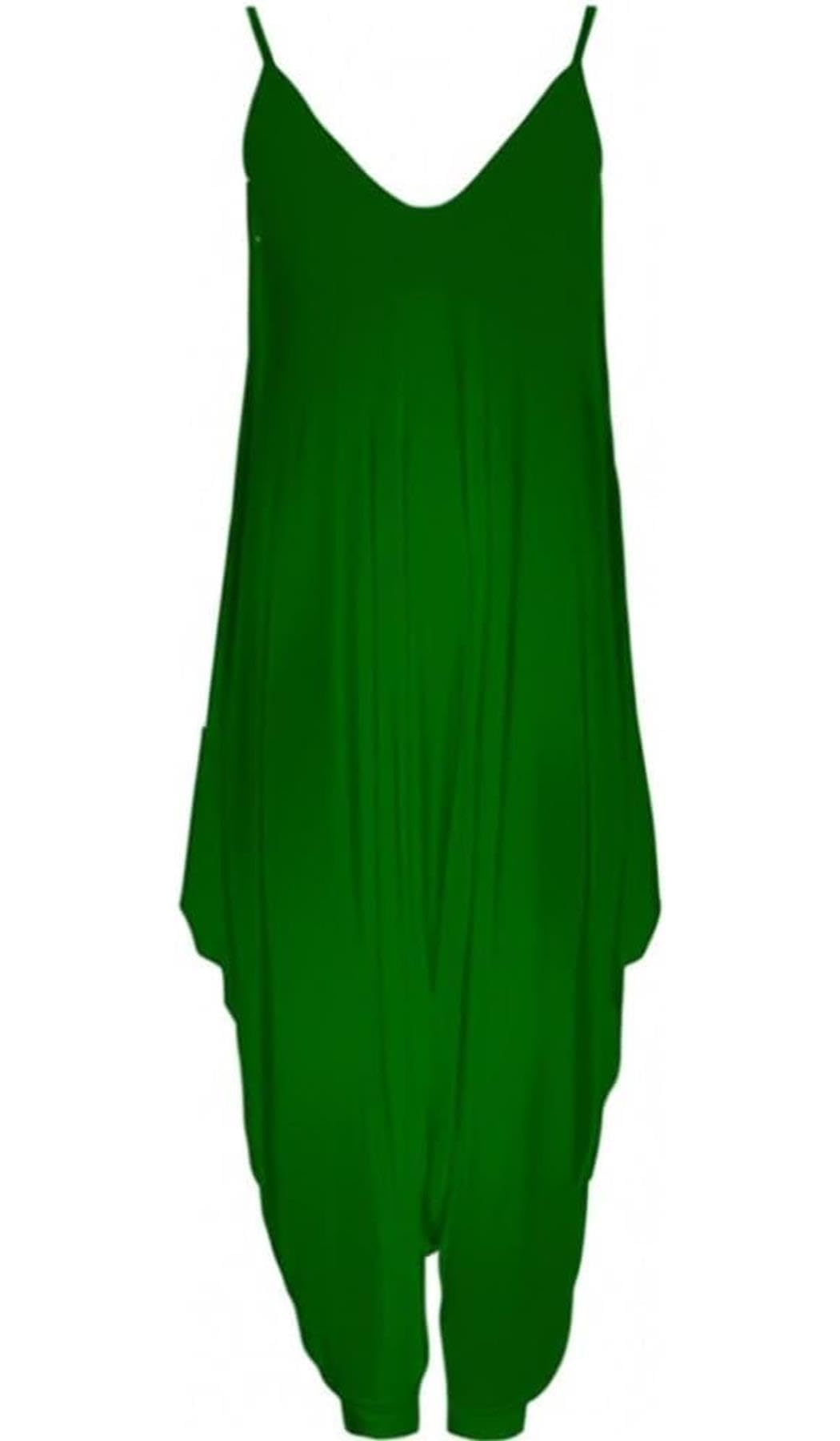 Real Life Fashion Ltd Women's Bottle Green Lagenlook Cami Strappy Romper Baggy Harem Jumpsuit Playsuit Dress