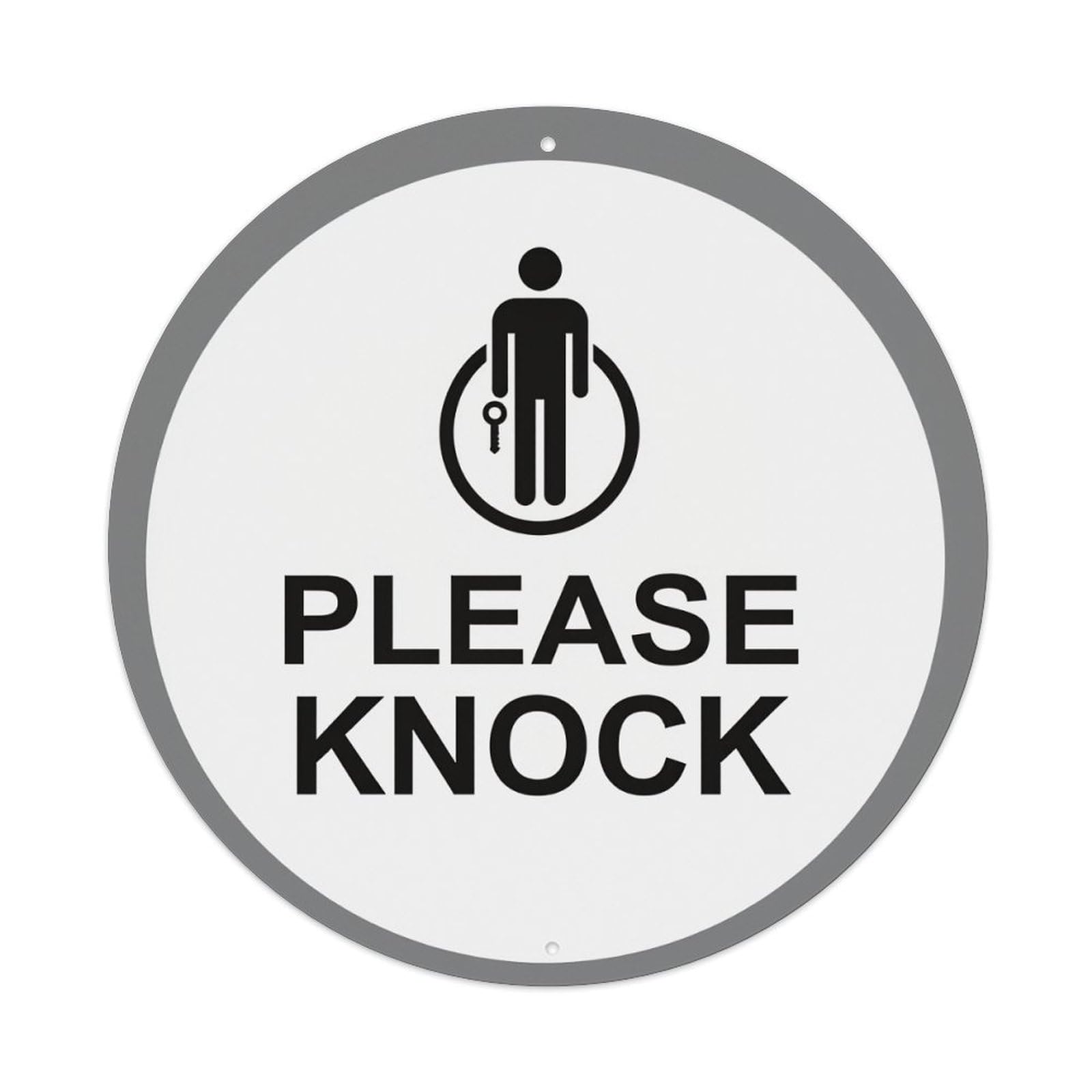 Please Knock Sign Icon Round Tin Sign Retro Metal Sign for Cafe Bar Pub Home Game Room Gym Club Wall Decoration Vintage Metal Poster 8x8 Inch