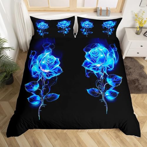 Parure de lit fleur rose 260x240 3 pièces housse de couette microfibre 3D
