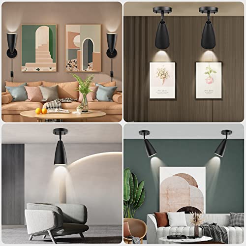 Kewanno Plug In Wall Sconces, 2 Pack Swing Arm Wall Lamp With Plug In Cord, Industrial Plug In Wall Light Sconces With On Off Switch, Black Wall Sconces Lighting For Bedroom, Living Room #TOP5
