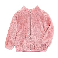 Kids Girls Winter Coats Cute Faux Fur Plush Coat Girls Boys Sherpa Zip Up Solid Multi Color Stand Up Collar With Pockets Fleece Jacket Winter Warm Travel Essentials Fuzzy Jacket For 9-10 11-12 Kids