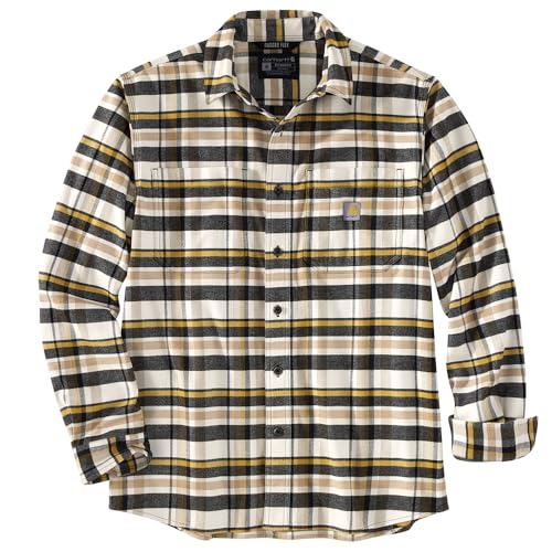 Image of Carhartt Men's Rugged Flex Relaxed Fit Midweight Flannel Long-Sleeve Plaid Shirt