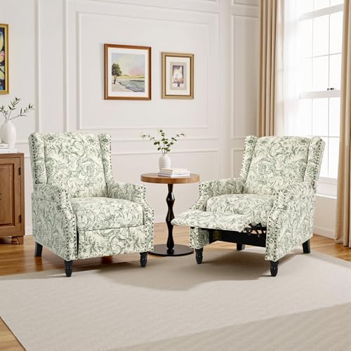 Sillón tapizado reclinable verde miniatura 4