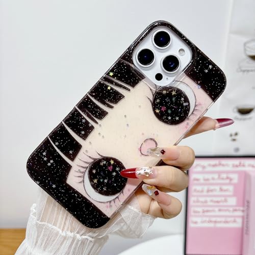 ZQHQDVL Compatible with iPhone 17 Pro Case, Cute Kawaii Anime Big Eyes Design with Glitter Stars, Sparkle Bling Soft TPU Shockproof Protective Cover for Women Girls by ZQHQDVL - Used condition - Image 8