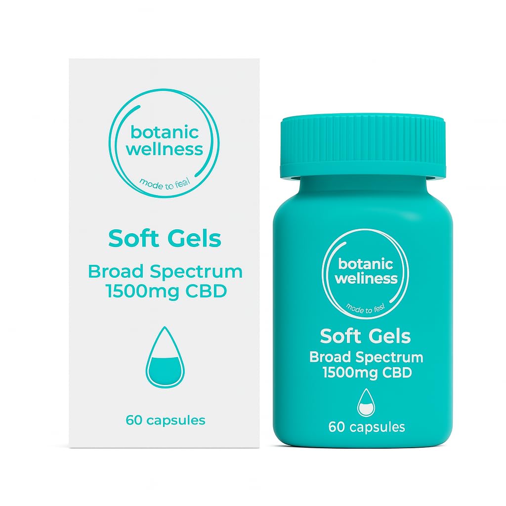 CBD Gel Capsules 1500MG (60 Soft Gels) – 25MG per Capsule – THC-Free, Gluten-Free – CBD Food Supplement – UK Tested & Manufactured