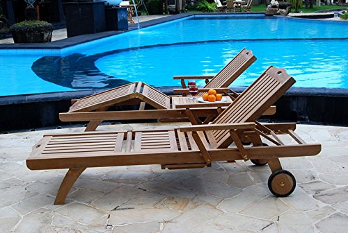 Casa Bella Furniture 2 x Solid Teak Lie-Flat Sun Loungers - Fully Adjustable
