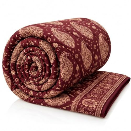 Image of BSB HOME 220 GSM Microfiber Comforter for Double Bed, Ultra Soft Quilted AC Comforter, Lightweight All Season Blanket, Breathable, Durable & Skin Friendly, 86 x 90 Inches (220 x 230 cm) - Maroon