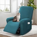 bechoanigel Funda Sillon Relax Reclinable, 4 Piezas Funda Butaca, Funda Sofa 1 Plaza, con Protectores para Reposabrazos y Bolsillo (Verde Oscuro)
