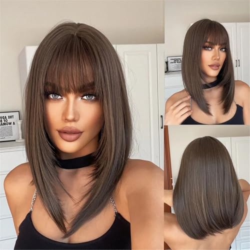 Perruque synthétique Bob noire lisse pour changer de style sans couper - 4