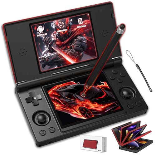 RG DS Console de jeu portable rétro avec stylet capacitif, 4 pouces, multi-touch indépendante, double écran, 2,4 + 5 G, Wi-Fi Bluetooth 4.2, 4 000 mAh,...