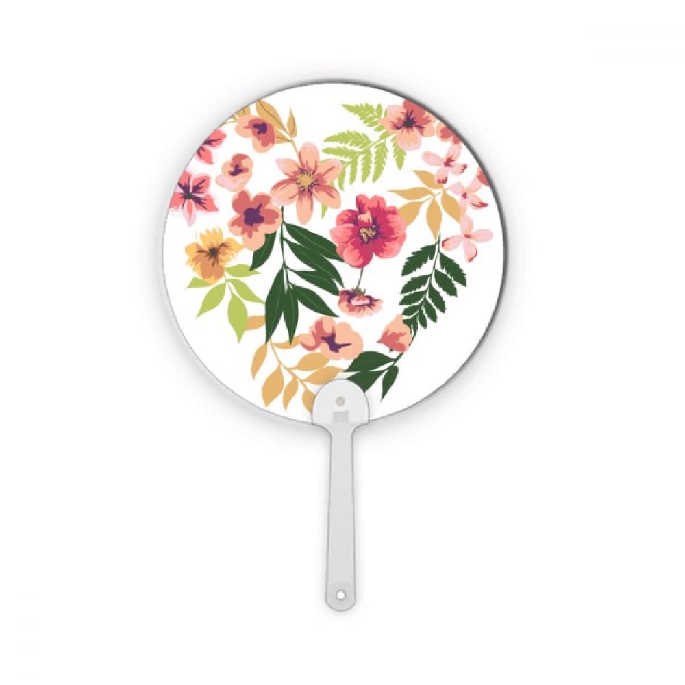 Éventail rond en plastique résistant et léger imprimé aquarelle fleurs