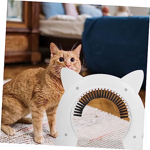 Puerta para gatos con cepillo de aseo integrado en plástico ABS blanco para interior 6