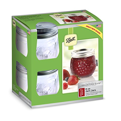 Image of Ball FBA_1440081210 Jelly Elite Collection Jam Jar (4 Pack), Clear, RM 8 Oz