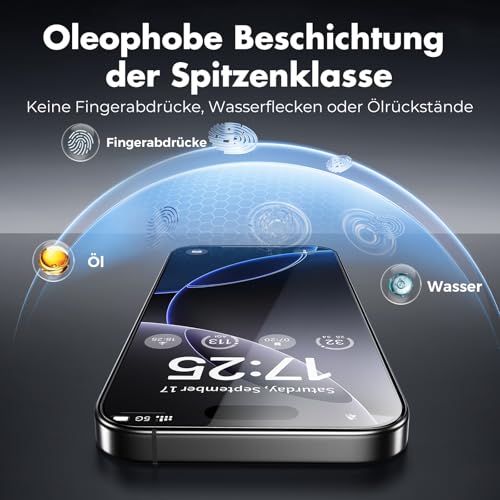 UNBREAKcable für iPhone 16 Pro Max Panzer Schutz Glas [3er Pack], 9H Härte Schutzfolie, Einfache Installationshalterung Schutzglas, Blasenfrei für Apple 6,9" Displayschutzfolie 3