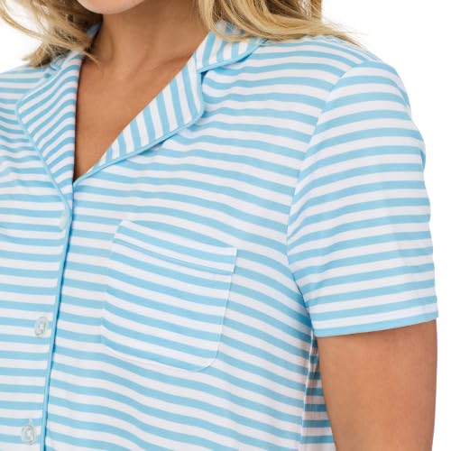 Image of Cuddl Duds 2 Piece Short Sleeve Capri Matching Pajamas for Women PJs Set