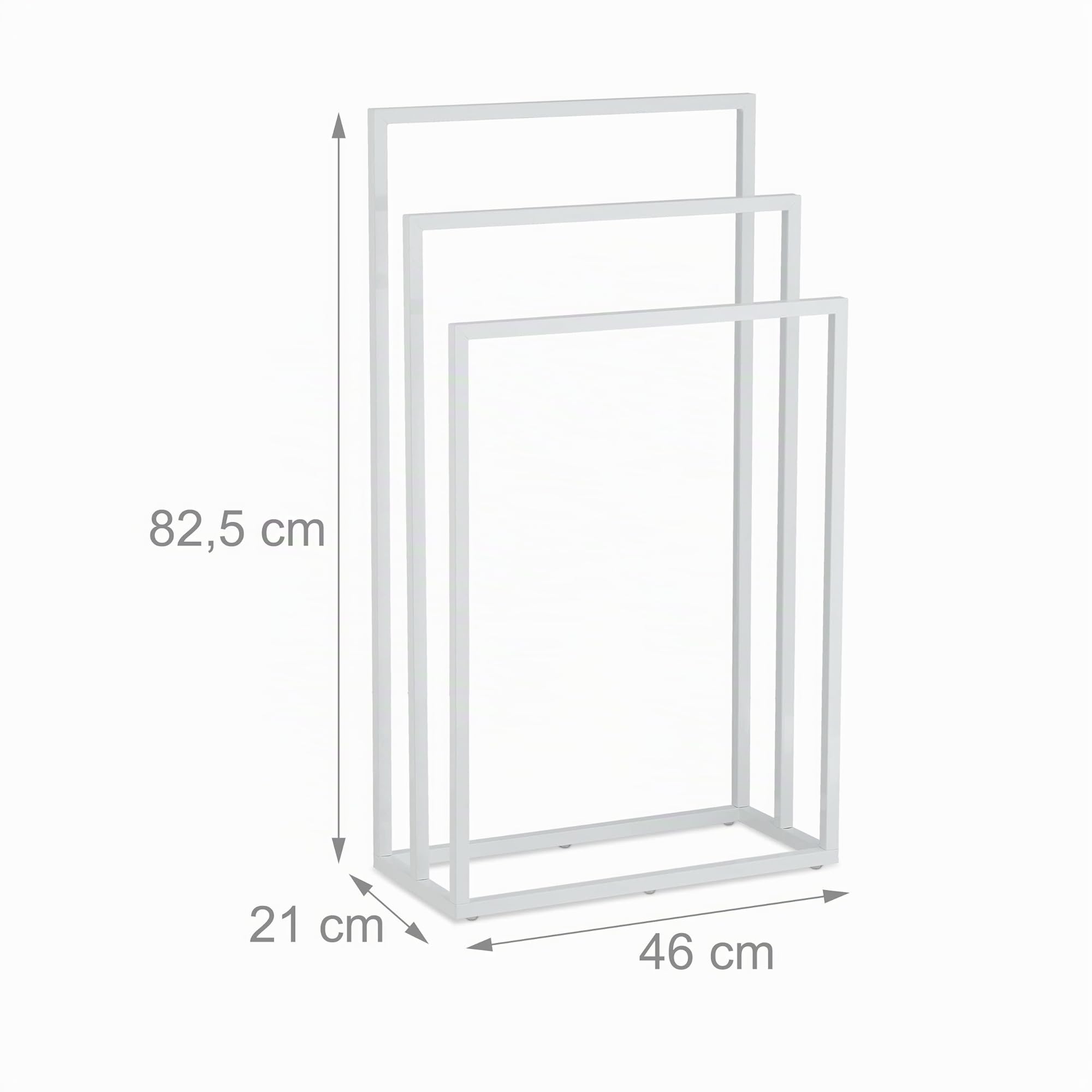 Relaxdays Piantana Portasciugamani, Autoportante con 3 Bracci, Acciaio, Appendi Asciugamani 82,5 x 46 x 21 cm, Bianco