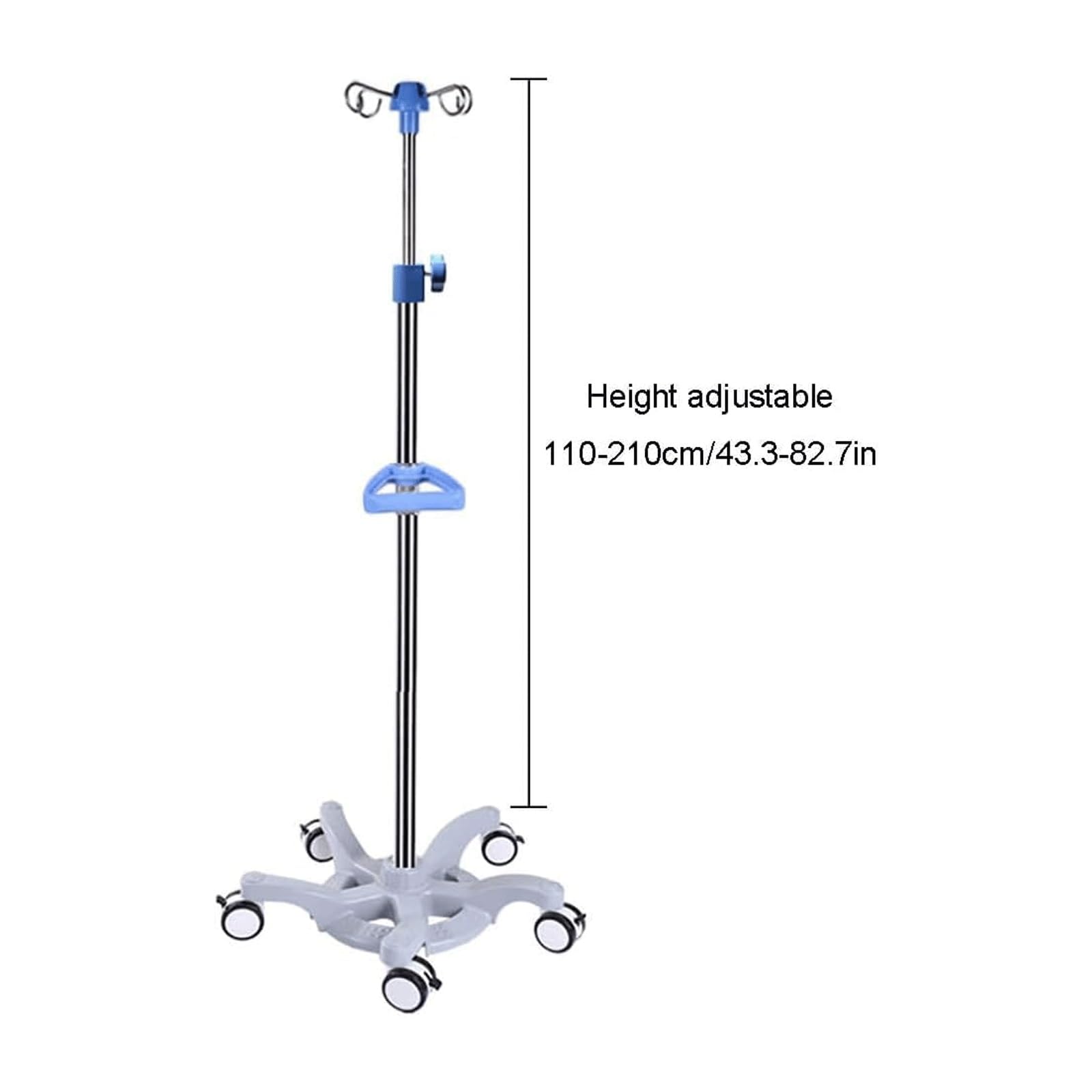 EYPKPL Supporto for flebo in Acciaio Inox con 4 Ganci, Supporto for flebo con 5 Ruote di bloccaggio, Supporto for Sacca flebo for Ospedale e casa