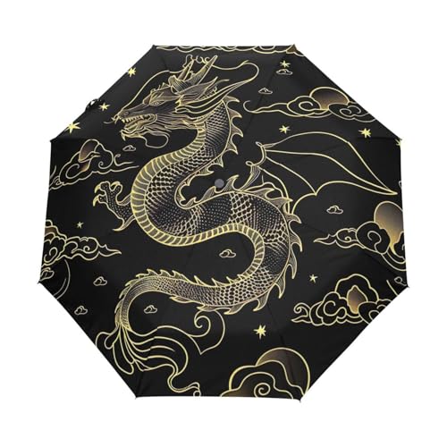 Parapluie noir automatique GAIREG Gold Dragon compact pour sac