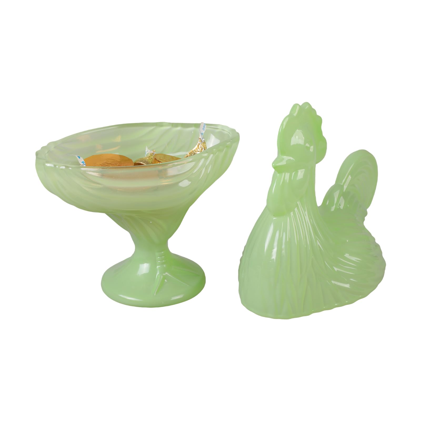 Bocal à bonbons décoratif en verre avec couvercle pour contenir des friandises, des noix ou des petits articles ménagers, sculpture de coq en verre, bocal à bonbons avec couvercle et plaque couverte